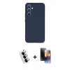 MARSİLYAN™- Galaxy A34 5G Kılıf Ahenk Serisi - Siyah 3D Antistatik Mat Seramik Nano Ekran Koruyucu + Valdez Metal Kamera Lens - GS