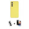MARSİLYAN™- Galaxy A34 5G Kılıf Ahenk Serisi - Siyah 3D Antistatik Mat Seramik Nano Ekran Koruyucu + Valdez Metal Kamera Lens - GS