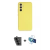 MARSİLYAN™- Galaxy A34 5G Kılıf Ahenk Serisi - Siyah 3D Antistatik Seramik Nano Ekran Koruyucu + Valdez Metal Kamera Lens - SH