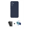 MARSİLYAN™- Galaxy A34 5G Kılıf Ahenk Serisi - Siyah 3D Antistatik Seramik Nano Ekran Koruyucu + Valdez Metal Kamera Lens - SH