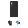 MARSİLYAN™- Galaxy A34 5G Kılıf Ahenk Serisi - Siyah 3D Antistatik Seramik Nano Ekran Koruyucu + Valdez Metal Kamera Lens - SH