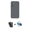 MARSİLYAN™- Galaxy A34 5G Kılıf Ahenk Serisi - Siyah 3D Antistatik Seramik Nano Ekran Koruyucu + Valdez Metal Kamera Lens - SH