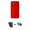 MARSİLYAN™- Galaxy A34 5G Kılıf Ahenk Serisi - Siyah 3D Antistatik Seramik Nano Ekran Koruyucu + Valdez Metal Kamera Lens - SH