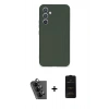 MARSİLYAN™- Galaxy A34 5G Kılıf Ahenk Serisi - Siyah 6D Antistatik Mat Seramik Hayalet Nano Ekran Koruyucu + Valdez Metal Kamera Lens - SH