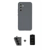 MARSİLYAN™- Galaxy A34 5G Kılıf Ahenk Serisi - Siyah 6D Antistatik Mat Seramik Hayalet Nano Ekran Koruyucu + Valdez Metal Kamera Lens - SH