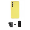 MARSİLYAN™- Galaxy A34 5G Kılıf Ahenk Serisi - Siyah 6D Antistatik Mat Seramik Hayalet Nano Ekran Koruyucu + Valdez Metal Kamera Lens - SH