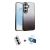 MARSİLYAN™- Galaxy A34 5G Kılıf Kıvılcım Minimal Özel Seri - Siyah 3D Antistatik Cam Ekran Koruyucu + Valdez Metal Kamera Lens - GS