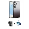 MARSİLYAN™- Galaxy A34 5G Kılıf Kıvılcım Minimal Özel Seri - Siyah 3D Antistatik Cam Ekran Koruyucu + Valdez Metal Kamera Lens - SH
