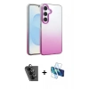 MARSİLYAN™- Galaxy A34 5G Kılıf Kıvılcım Minimal Özel Seri - Siyah 3D Antistatik Cam Ekran Koruyucu + Valdez Metal Kamera Lens - SH