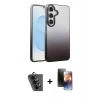 MARSİLYAN™- Galaxy A34 5G Kılıf Kıvılcım Minimal Özel Seri - Siyah 3D Antistatik Mat Seramik Nano Ekran Koruyucu + Siyah Valdez Metal Kamera Lens