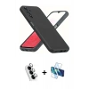 MARSİLYAN™- Galaxy A34 5G Kılıf Kozmos Yansıma Özel Seri - Siyah 3D Antistatik Cam Ekran Koruyucu + Valdez Metal Kamera Lens - GS
