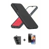 MARSİLYAN™- Galaxy A34 5G Kılıf Kozmos Yansıma Özel Seri - Siyah 3D Antistatik Mat Seramik Nano Ekran Koruyucu + Valdez Metal Kamera Lens - SH