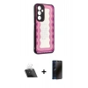 MARSİLYAN™- Galaxy A34 5G Kılıf Odak Klasik Serisi - Siyah 3D Antistatik Hayalet Cam Ekran Koruyucu + Kamera Lens Koruma Cam - SF