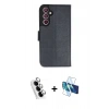 MARSİLYAN™- Galaxy A34 5G Kılıf Siluet Işık Serisi - Siyah 3D Antistatik Cam Ekran Koruyucu + Valdez Metal Kamera Lens - GS
