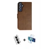 MARSİLYAN™- Galaxy A34 5G Kılıf Siluet Işık Serisi - Siyah 3D Antistatik Cam Ekran Koruyucu + Valdez Metal Kamera Lens - GS