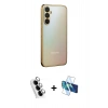 MARSİLYAN™- Galaxy A34 5G Kılıf Vadi Minimal - Siyah 3D Antistatik Cam Ekran Koruyucu + Valdez Metal Kamera Lens - GS