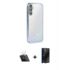MARSİLYAN™- Galaxy A34 5G Kılıf Vadi Minimal - Siyah 3D Antistatik Hayalet Cam Ekran Koruyucu + Kamera Lens Koruma Cam - SF