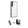MARSİLYAN™- Galaxy A34 5G Kılıf Vadi Minimal - Siyah 3D Antistatik Mat Seramik Nano Ekran Koruyucu + Valdez Metal Kamera Lens - GS