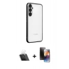 MARSİLYAN™- Galaxy A34 5G Kılıf Vadi Minimal - Siyah 3D Antistatik Mat Seramik Nano Ekran Koruyucu + Kamera Lens Koruma Cam - SF