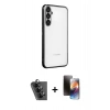 MARSİLYAN™- Galaxy A34 5G Kılıf Vadi Minimal - Siyah 3D Antistatik Mat Seramik Nano Ekran Koruyucu + Valdez Metal Kamera Lens - SH
