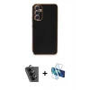 MARSİLYAN™- Galaxy A34 5G Kılıf Yankı Serisi - Siyah 3D Antistatik Seramik Nano Ekran Koruyucu + Valdez Metal Kamera Lens - SH