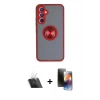 MARSİLYAN™- Galaxy A34 5G Kılıf Yörünge Çizgi - Siyah 3D Antistatik Mat Seramik Nano Ekran Koruyucu + Kamera Lens Koruma Cam - SF
