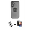 MARSİLYAN™- Galaxy A34 5G Kılıf Yörünge Çizgi - Siyah 3D Antistatik Mat Seramik Nano Ekran Koruyucu + Valdez Metal Kamera Lens - GS
