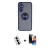 MARSİLYAN™- Galaxy A34 5G Kılıf Yörünge Çizgi - Siyah 3D Antistatik Mat Seramik Nano Ekran Koruyucu + Valdez Metal Kamera Lens - GS