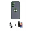 MARSİLYAN™- Galaxy A34 5G Kılıf Yörünge Çizgi - Siyah 3D Antistatik Mat Seramik Nano Ekran Koruyucu + Valdez Metal Kamera Lens - GS