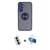 MARSİLYAN™- Galaxy A34 5G Kılıf Yörünge Çizgi - Siyah 3D Antistatik Seramik Nano Ekran Koruyucu + Valdez Metal Kamera Lens - GS