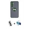 MARSİLYAN™- Galaxy A34 5G Kılıf Yörünge Çizgi - Siyah 3D Antistatik Seramik Nano Ekran Koruyucu + Valdez Metal Kamera Lens - GS