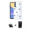 MARSİLYAN™- Galaxy A34 5G Kılıf Yörünge Form - Siyah 3D Antistatik Hayalet Cam Ekran Koruyucu + Kamera Lens Koruma Cam - SF