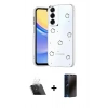 MARSİLYAN™- Galaxy A34 5G Kılıf Yörünge Form - Siyah 3D Antistatik Hayalet Cam Ekran Koruyucu + Kamera Lens Koruma Cam - SF