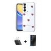 MARSİLYAN™- Galaxy A34 5G Kılıf Yörünge Form - Siyah 3D Antistatik Hayalet Cam Ekran Koruyucu + Kamera Lens Koruma Cam - SF