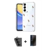 MARSİLYAN™- Galaxy A34 5G Kılıf Yörünge Form - Siyah 3D Antistatik Hayalet Cam Ekran Koruyucu + Valdez Metal Kamera Lens - SH