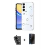 MARSİLYAN™- Galaxy A34 5G Kılıf Yörünge Form - Siyah 3D Antistatik Hayalet Cam Ekran Koruyucu + Valdez Metal Kamera Lens - SH
