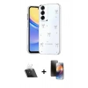 MARSİLYAN™- Galaxy A34 5G Kılıf Yörünge Form - Siyah 3D Antistatik Mat Seramik Nano Ekran Koruyucu + Kamera Lens Koruma Cam - SF