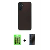 MARSİLYAN™- Galaxy A35 5G Kılıf Ahenk Çizgi Serisi - Siyah 3D Antistatik Hayalet Cam Ekran Koruyucu + Raze Metal Kamera Lens - SH