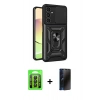 MARSİLYAN™- Galaxy A35 5G Kılıf Ahenk Klasik - Siyah 3D Antistatik Hayalet Cam Ekran Koruyucu + Raze Metal Kamera Lens - SH