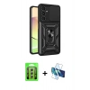 MARSİLYAN™- Galaxy A35 5G Kılıf Ahenk Klasik - Siyah 3D Antistatik Seramik Nano Ekran Koruyucu + Raze Metal Kamera Lens - GS