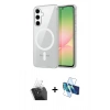 MARSİLYAN™- Galaxy A35 5G Kılıf Ahenk Minimal Serisi - Siyah 3D Antistatik Cam Ekran Koruyucu + Kamera Lens Koruma Cam - SF