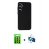 MARSİLYAN™- Galaxy A35 5G Kılıf Ahenk Serisi - Siyah 3D Antistatik Seramik Nano Ekran Koruyucu + Raze Metal Kamera Lens - SH