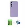 MARSİLYAN™- Galaxy A35 5G Kılıf Ahenk Serisi - Siyah 3D Antistatik Seramik Nano Ekran Koruyucu + Raze Metal Kamera Lens - SH