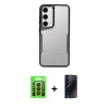 MARSİLYAN™- Galaxy A35 5G Kılıf Akış Çizgi Koleksiyonu - Siyah 3D Antistatik Hayalet Cam Ekran Koruyucu + Raze Metal Kamera Lens - SH