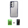 MARSİLYAN™- Galaxy A35 5G Kılıf Akış Çizgi Koleksiyonu - Siyah 3D Antistatik Hayalet Cam Ekran Koruyucu + Raze Metal Kamera Lens - SH