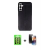 MARSİLYAN™- Galaxy A35 5G Kılıf Doruk Klasik Özel Seri - Siyah 3D Antistatik Mat Seramik Nano Ekran Koruyucu + Raze Metal Kamera Lens - GS