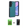 MARSİLYAN™- Galaxy A35 5G Kılıf Kıvılcım Işık Serisi - Siyah 3D Antistatik Hayalet Cam Ekran Koruyucu + Raze Metal Kamera Lens - SH