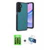 MARSİLYAN™- Galaxy A35 5G Kılıf Kıvılcım Işık Serisi - Siyah 3D Antistatik Seramik Nano Ekran Koruyucu + Raze Metal Kamera Lens - SH