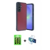 MARSİLYAN™- Galaxy A35 5G Kılıf Kıvılcım Işık Serisi - Siyah 3D Antistatik Seramik Nano Ekran Koruyucu + Raze Metal Kamera Lens - SH