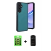 MARSİLYAN™- Galaxy A35 5G Kılıf Kıvılcım Işık Serisi - Siyah 6D Antistatik Mat Seramik Hayalet Nano Ekran Koruyucu + Raze Metal Kamera Lens - GS